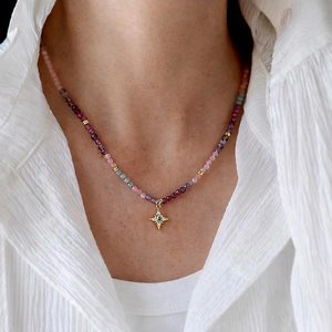 Multi Gemstone <b>Necklace</b> Star Pendant Natural Stone Beaded <b>Necklace</b> Multi Gemstone Minimalist Boho Jewelry - Product Image 5