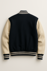 ผู้ผลิตเสื้อแจ็คเก็ตเบสบอลแบบ Letterman ตัวเสื้อทำจากผ้าขนสัตว์ แขนเสื้อทำจากหนัง ปักลายและติดแพทช์เชนิลล์ - Product Image 2