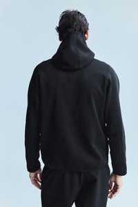Veste à capuche en polaire zippée intégrale pour homme, hiver |   Noir avec poches zippées |   Vente en gros OEM/ODM - Product Image 3