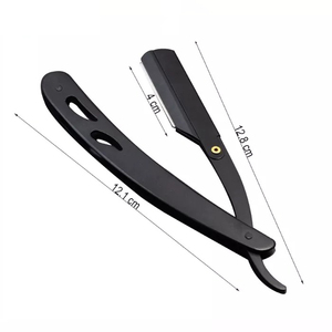 Nueva Navaja de Afeitar Negra de Estilo Japonés con Hoja Recta y Mango de Metal, Navajas de Afeitar Plegables para Hombre - Product Image 3