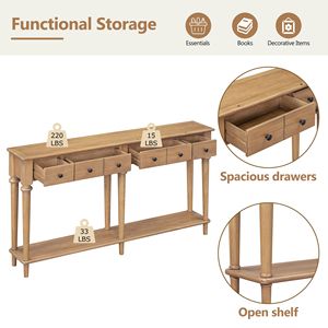 Consolle retrò con 4 cassetti e ripiano aperto, perfetta per ingressi, soggiorni e corridoi - Product Image 6