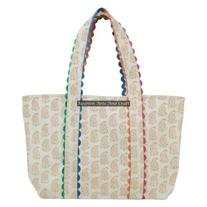 Sac fourre-tout en coton matelassé, personnalisé, imprimé, vente chaude, écologique, réutilisable, design, en tissu, avec bordure en ric-rac - Product Image 1