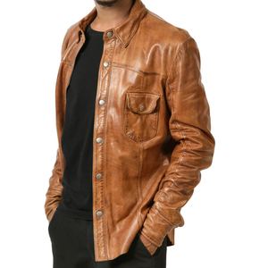 เสื้อเชิ้ตหนังผู้ชายขายส่ง สวมใส่สบายๆ สำหรับฤดูหนาว แฟชั่นสไตล์เอาท์ดอร์ หนังแท้ ผลิตโดยผู้ผลิตที่ดีที่สุด - Product Image 3