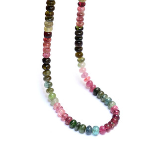 AAA+ Tourmaline 6mm-7mm Rondelle Smooth Beads Natural Rainbow Multi Tourmaline Semi Precious Gemstone Beads for Jewelry Making - Product Image 2