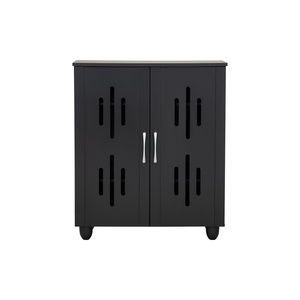 Modern Walnut Compact Wooden Cabinet Double <b>Door</b> Low Level Storage for Apartment Rental Property and Hallway Walkway <b>Stand</b> - Product Image 2