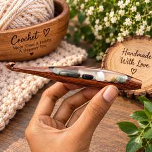 Crochets à crochetage en bois faits à la main, durables, avec poignées en résine colorées et solides, 3,5 mm-6 mm, outils de tricot pour l'artisanat DIY, la curiosité artisanale et l'art populaire - Product Image 5