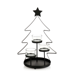 Elegant Gold Metal Wire Christmas <b>Tree</b> Candle Holder with Star <b>Topper</b> for Tabletop & Fireplace Mantel Holiday Decor - Product Image 3