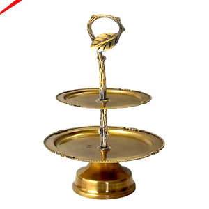 Fancy Look Metal <b>Cake</b> <b>Stand</b> With Flower Design Round Shape Gold Finished <b>3</b> <b>Tier</b> Birthday Party Pastry & <b>Cake</b> <b>Stand</b> - Product Image 3