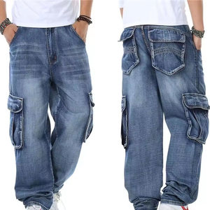 Jean pour homme coupe droite en molleton à séchage rapide, poids moyen, style streetwear, design personnalisé, jambe évasée tendance - Product Image 5