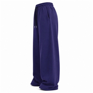 Pantalon de jogging en molleton pour femme, coupe ample et oversize, jambe large, taille à cordon de serrage, en mélange de coton doux, décontracté et confortable - Product Image 4