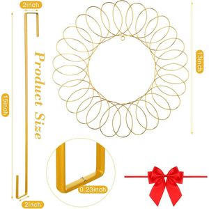 15 Inch Gold Spiral Metal Card Wreath <b>Holder</b> Set Christmas Card <b>Holder</b> Red <b>Bow</b> for Xmas Greeting Card Christmas Garlands Wreaths - Product Image 1
