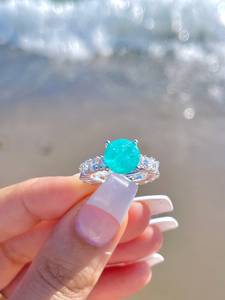 <b>Emerald</b> Solitaire Engagement <b>Ring</b> 925 Sterling <b>Silver</b> Luxury Promise Wedding Jewelry - Product Image 6