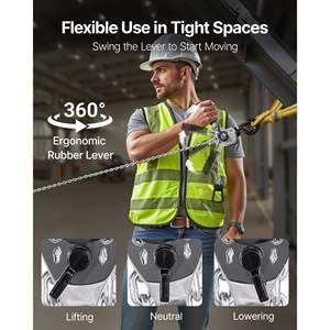 Palans à chaîne manuels robustes 1/2T 1100LBS Capacité 5FT Levée Acier allié G80 Double poulie Frein mécanique 360° Rotation - Product Image 6