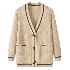 Premium Breathable Cotton V-Neck <b>Cardigan</b> <b>Men</b>’s Quiet Luxury Varsity Striped Button Up Knitted Outerwear Jacket - Product Image 6