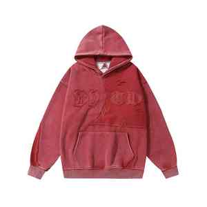 Sudadera con Capucha Personalizada de Felpa Francesa 100% Algodón, Estilo Patchwork, Hombros Caídos, Lavado Ácido, Bordado Desgastado - Product Image 5