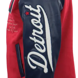 Chaqueta Universitaria de Invierno Negra Res Combo con Cuello Alto, Cuerpo 100% Lana, Bordado Chenille con Logotipo Frontal - Product Image 5