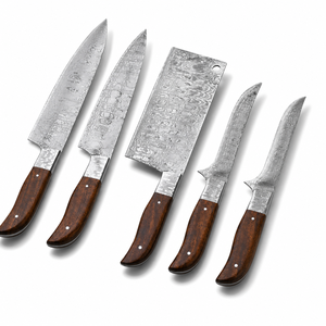 5 PCS Handmade Damascus Kitchen <b>Knife</b> <b>Set</b> with Chef <b>Knife</b> Cleaver Santoku Utility & Boning <b>Knife</b> Premium Wooden Handle Cooking - Product Image 1