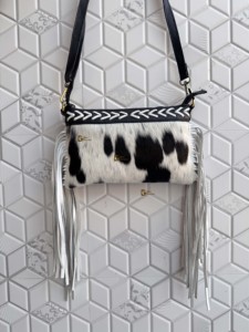 2026 Latest Designer Cowhide Leather Fringe Handbag Stylish Real Leather <b>White</b> Colour Bohemian Style Women's Cross Body <b>Purse</b> - Product Image 1