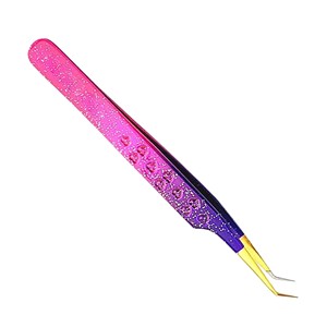 Sharp 2-Set Pince à épiler d'extension de cils enduite de paillettes Volume chaud Pince à épiler 45 degrés droite pointue en acier inoxydable - Product Image 4