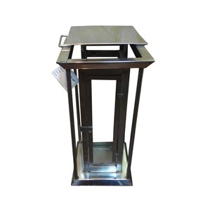 Lanterne à bougie en métal argenté avec panneau en verre mosaïque, dôme gravé, poignée et cadre en fer, décoration de centre de table - Product Image 3