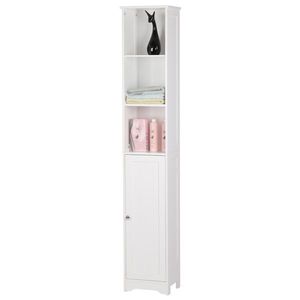 Mobiletto da Bagno FCH Bianco a Una Porta e Tre Ripiani, Pratico Scaffale per Bagno - Product Image 4