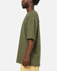 T-shirt en coton vert olive surdimensionné pour homme avec logo OEM personnalisé, manches courtes, col rond, coupe décontractée, pour un usage quotidien - Product Image 3