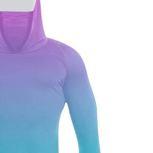 Men Gradient Color Hooded Long Sleeve UV Protection Shirt Full Sleeve Polyester Summer Outdoor Wear - Product Image 3