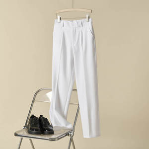 Pantalon de costume drapé anti-plis pour homme, taille semi-élastique, coupe décontractée et polyvalente pour l'été - Product Image 2