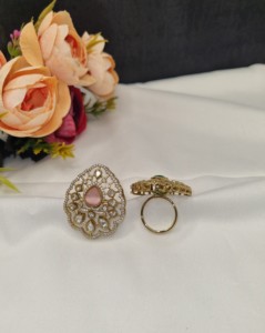 Wedding Wear Luxury Tear Drop Kundan GemStone Adjustable <b>Statement</b> <b>Ring</b> Ethnic Receptions Party Wear <b>Rings</b> Jewellery Wholesaler - Product Image 3