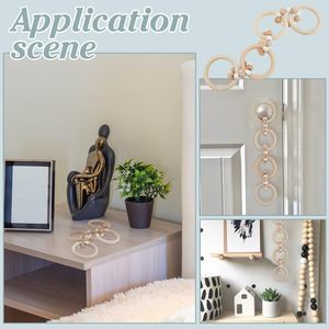 Wood <b>Chain</b> Wooden Decorative Rustic Style <b>Chain</b> Decor Natural Link Decor with Beads for Home Book Shelf Farmhouse Boho Coffee - Product Image 2