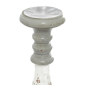 Large Turned Style Mango Wood <b>Candle</b> Holder <b>Set</b> Custom 3-Piece Design in Gray & White Home Decoration - Product Image 5