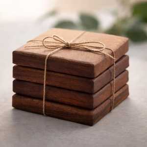 Wooden Square Coasters Heat Resistant Modern Design for Coffee Table Mats & Pads Stylish Handmade Wooden Coasters For Home Use - Product Image 4