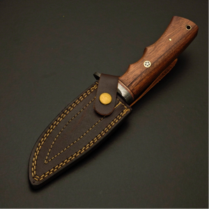 Couteau de chasse en acier Damas forgé à la main sur mesure OEM, lame fixe, étui en cuir véritable, couteau de survie en plein air, vente en gros - Product Image 5
