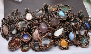Gorgeous Mix Gemstone Handmade Copper Wire Wrap <b>Pendant</b> Lot Jewelry - Product Image 5