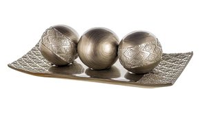 Home Decor Tray and Orbs Balls Set of 3 <b>Coffee</b> <b>Table</b> Mantle Decor Centerpiece Bowl with Spheres House Decorations Decorative - Product Image 5