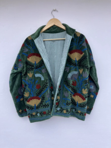 Suzani Embroidery Floral Pattern 100% Velvet Bomber <b>Jacket</b> Handmade Bohemian Vintage <b>Reversible</b> Short Coat Cotton Filled Ethnic - Product Image 2