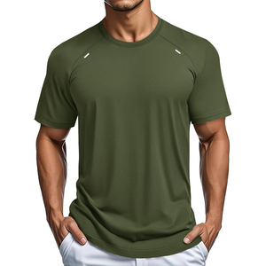 Camiseta Deportiva de Punto para Hombre, Cuello Redondo, Color Sólido, Corte Ajustado, Secado Rápido, Estilo Deportivo, Negra, para Gimnasio, Personalizada 2026 - Product Image 6