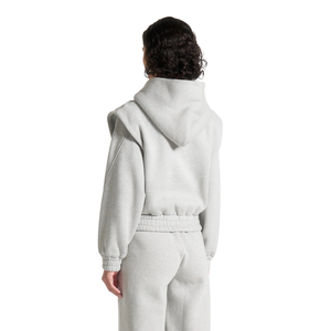 Ensemble de survêtement court à capuche pour femme avec pantalon large, taille élastique, poches latérales, coupe décontractée, vente en gros, personnalisable, OEM, deux pièces - Product Image 2