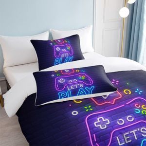 Parure de lit King Size pour garçons, motif manette de jeu vidéo, avec 2 taies d'oreiller, ensemble de literie jeux vidéo - Product Image 5