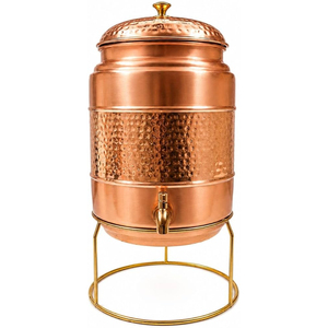 Premium Hand-Hammered Pure Copper Water Dispenser With Leak-Proof Tap & Glass Set Traditional Ayurvedic Health Benefits Wellness - Product Image 4