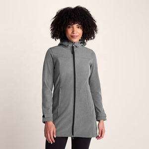 Women's Long Hooded Winter <b>Jacket</b> <b>Grey</b> <b>Waterproof</b> Polyester Full Sleeve Zipper Closure Solid Color Coat - Product Image 2