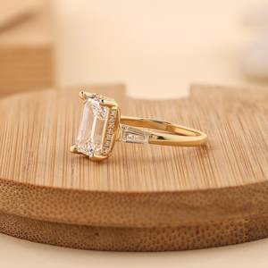 Zircon <b>Statement</b> Engagement <b>Ring</b> Elegant Modern Fine Jewelry 925 Sterling <b>Silver</b> 14K Gold Plated Bridal <b>Ring</b> - Product Image 6