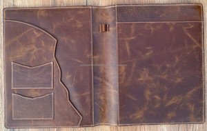 Cartera de negocios grabada con láser de cuero de gamuza de alta calidad personalizada, A4 carpeta de archivos, carpetas de documentos con tarjetero - Product Image 4