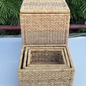 Set of 5 Eco-friendly Water Hyacinth & Seagrass Storage <b>Baskets</b> for Hotels & Resorts - Product Image 1