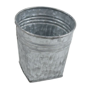 Pot de fleurs galvanisé de qualité industrielle en fer, design décoratif pour plantes vertes, finition gris intégral - Product Image 1