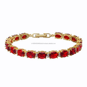 Bracelet tennis en argent sterling 925 avec pierres précieuses rouges VVS Moissanite, bijoux de luxe pour femmes - Product Image 1