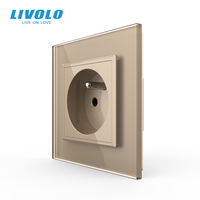 Livolo Soket Daya Dinding Tipe EU Prancis Panel Kaca Kristal Stopkontak Dinding 16A