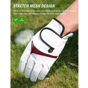 Gants de golf en cuir microfibre blanc, antidérapants, respirants, avec sangle de poignet réglable, équipement de sport unisexe - Product Image 5