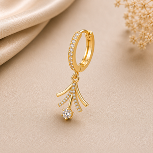 Luxury Gold Plated Brass Pyramid Tassel Hoop <b>Earring</b> Elegant <b>Dangling</b> <b>Diamond</b> Party Wear Fashion Jewelry Women Gift Collection - Product Image 3