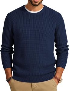 Sweat-shirt à manches longues en tissu gaufré pour homme, coupe décontractée, col rond en laine, avec logo personnalisé, idéal pour l'hiver – Fabricant (taille M) - Product Image 1